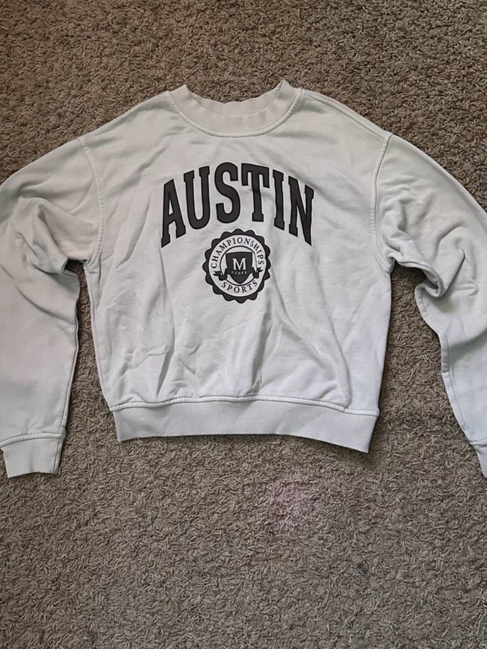 H&M Light Gray Crewneck Sweatshirt with Black Label